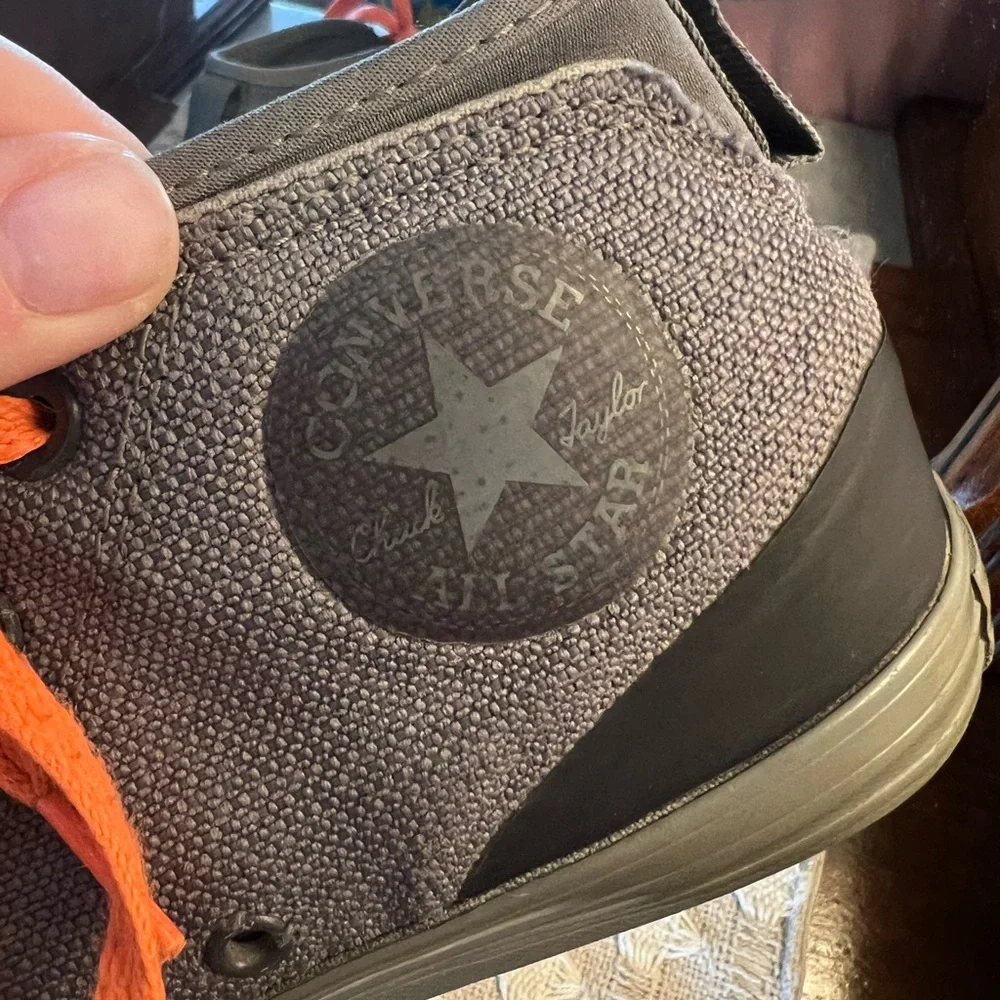 CONVERSE All Star Mid Classic Lace Up Sneaker Grey Black Orange Kid's Size 2‎